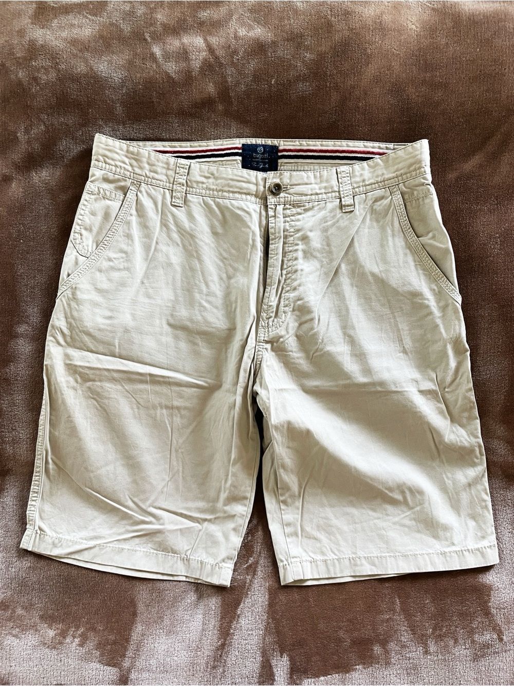 Bugatti Men's Beige Chino Shorts with Pockets Longer Leg Size 50 EU/ 35 US